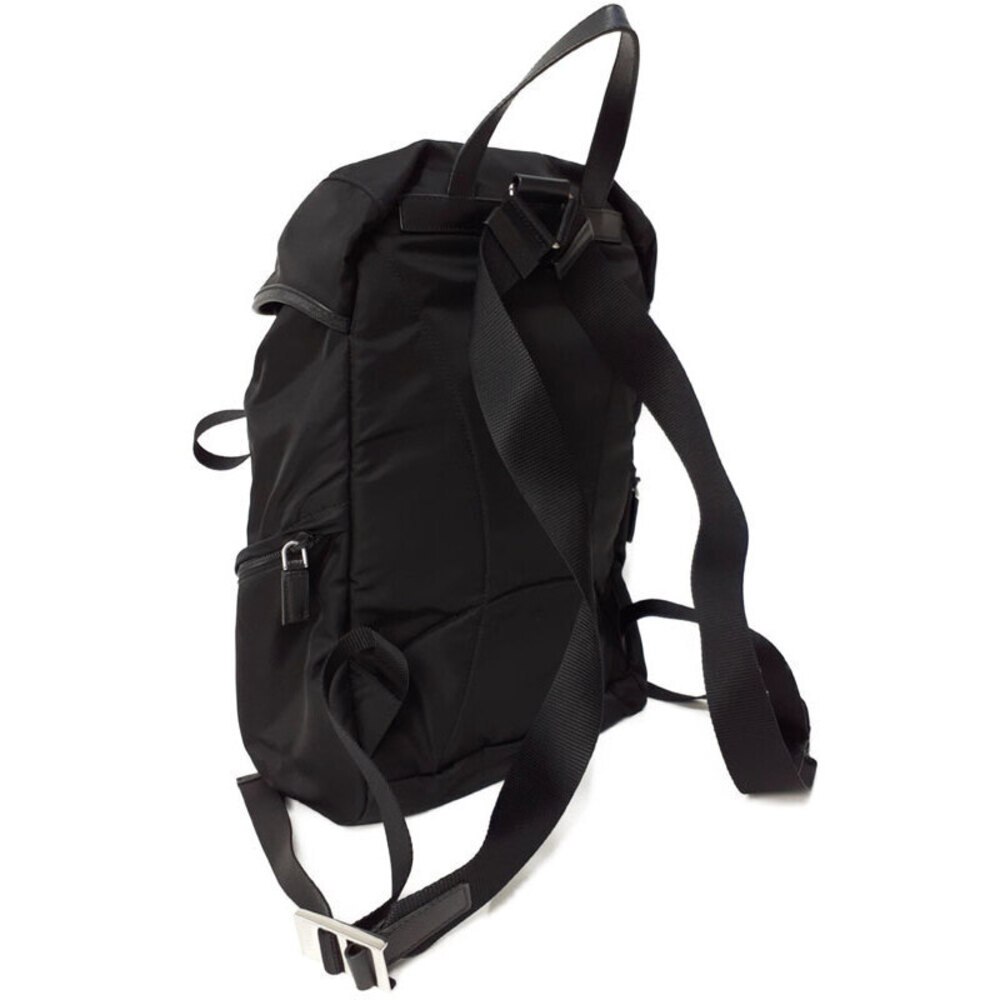Prada backpack Black flap triangle logo ReNylon enamel
